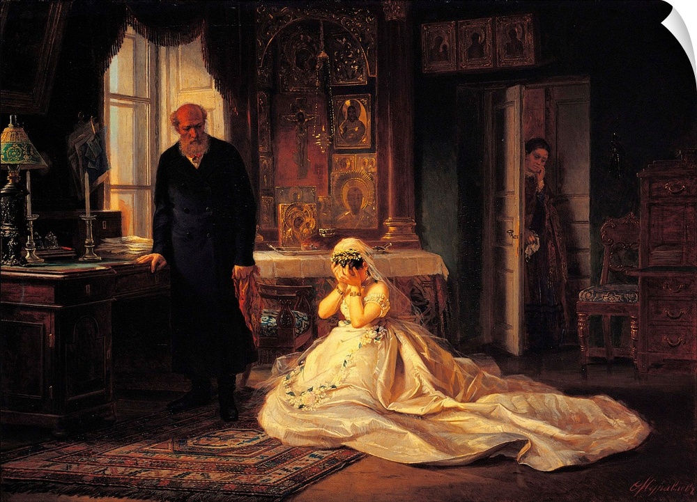 Before the Wedding, by Firs Sergeevic Zuravlev, 1870 about, 19th Century, oil on canvas, cm 99 x 134 - Russia, Moscow, Tre...