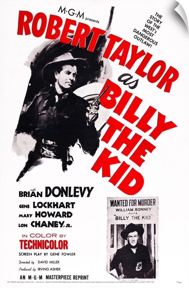 Billy The Kid, US Poster, Robert Taylor, 1941.