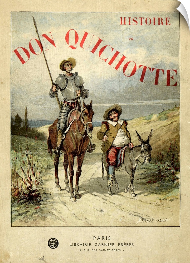 Book Cover of 'Don Quichotte' (Don Quixote), illustrated by Jules David, Librairie Garnier.