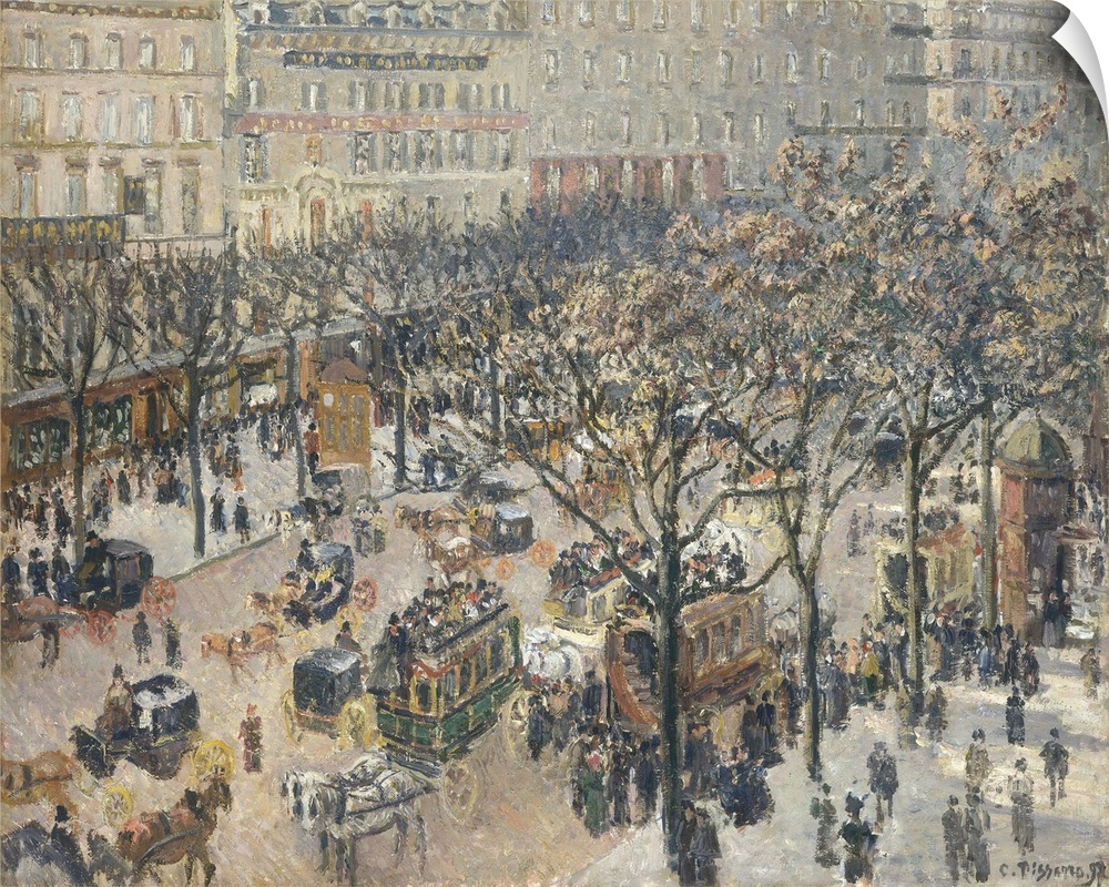 Boulevard des Italiens, Morning, by Camille Pissarro, 1897, French impressionist painting, oil on canvas. In his last deca...