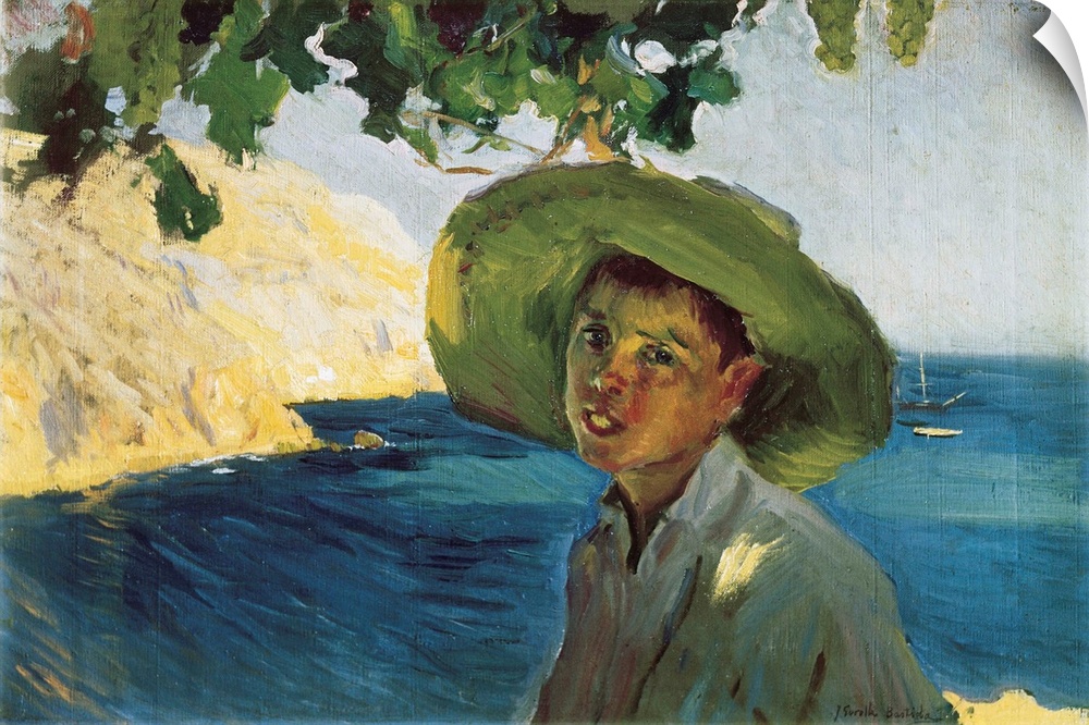 SOROLLA, Joaquin (1863-1923). Boy with Hat. Post-Impressionism. Oil on canvas. -