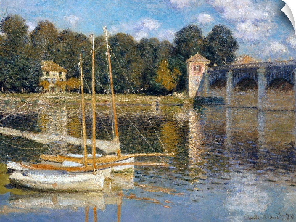 MONET, Claude (1840-1926). The Bridge at Argenteuil. 1874. Impressionism. Oil on canvas. FRANCE. Paris. Musee d'Orsay (Ors...