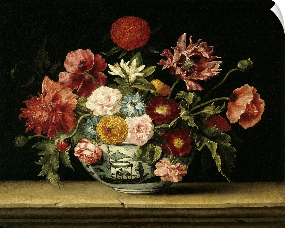 2272 , Jacques Linard (1600-1645), French School. Bunch of Flowers in a Chinese Cup. 1640. Oil on canvas