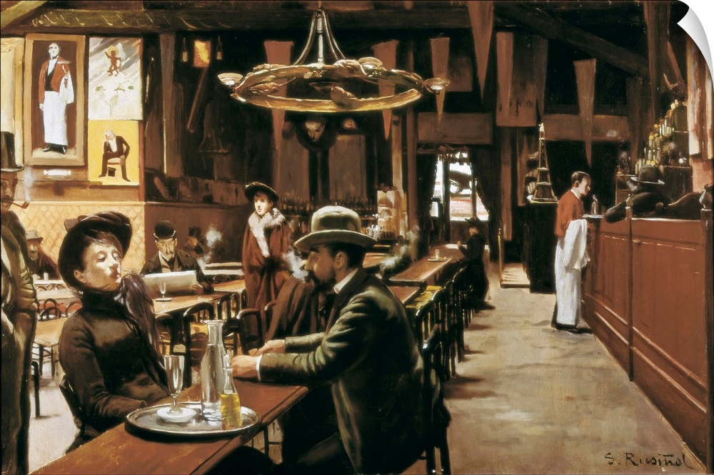 RUSInOL i PRATS, Santiago (1861-1931). Cafe at Montmartre. 1890. Modernism. Oil on canvas. SPAIN. Monistrol de Montserrat....
