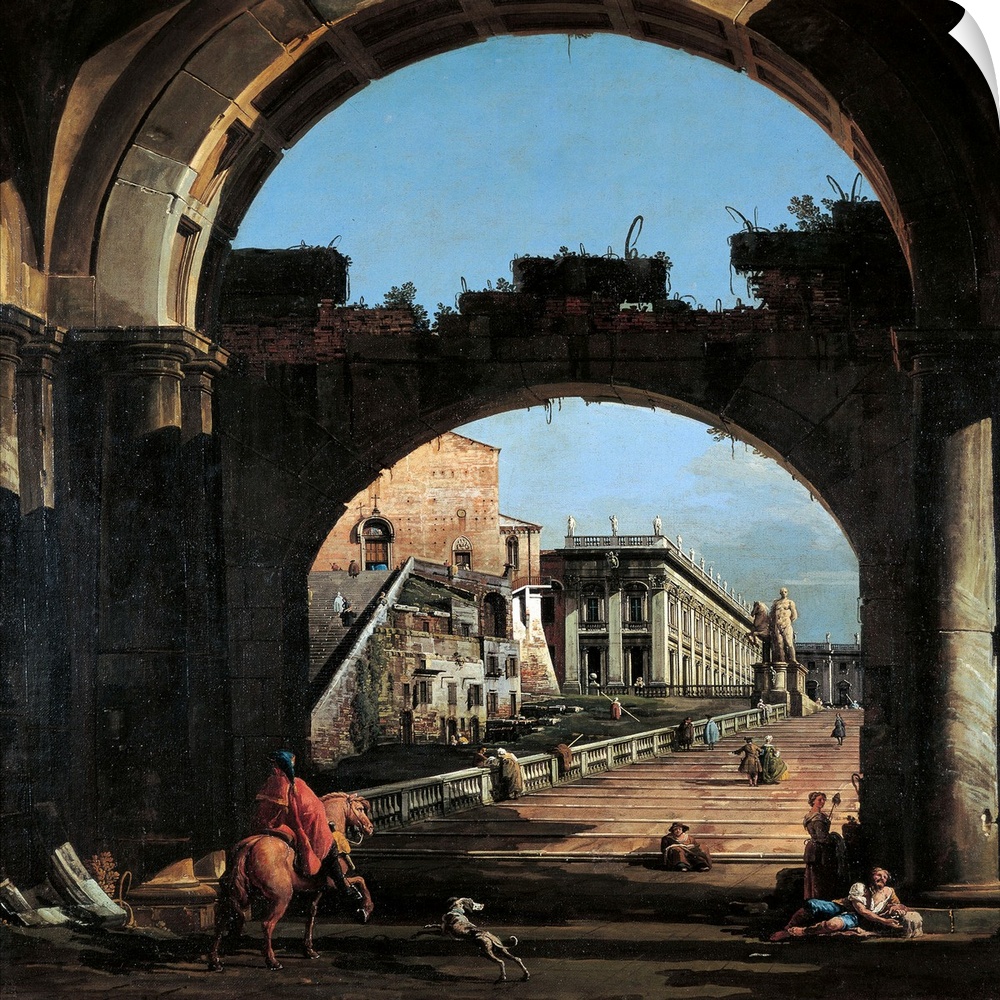 Capriccio of the Capitol, by Bernardo Bellotto, 1742 - 1747 about, 18th Century, originally oil on canvas.