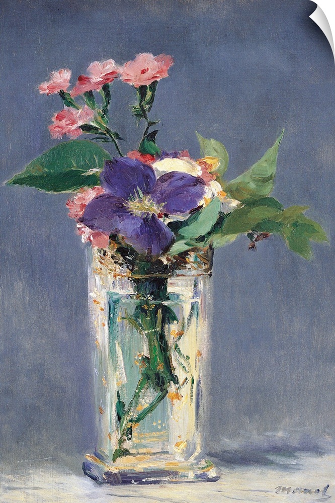 Carnations and Clematis in a Crystal Vase, by Edouard Manet, 1882 about, 19th Century, oil on canvas, cm 56 x 35,5 - Franc...