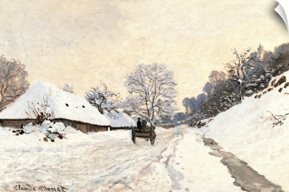 The Cart. Route in the Snow, near Honfleur, by Claude Monet, 1867 about, 19th Century, oil on canvas, cm 65 x 92,5 - Franc...