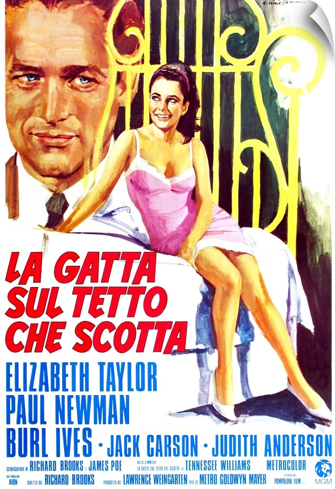 Cat On A Hot Tin Roof, (aka La Gatta Sul Tetto Che Scotta), L-R: Paul Newman, Elizabeth Taylor On Italian Poster Art, 1958.