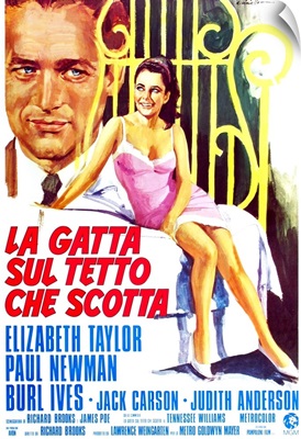 Cat On A Hot Tin Roof, Italian Poster Art, 1958