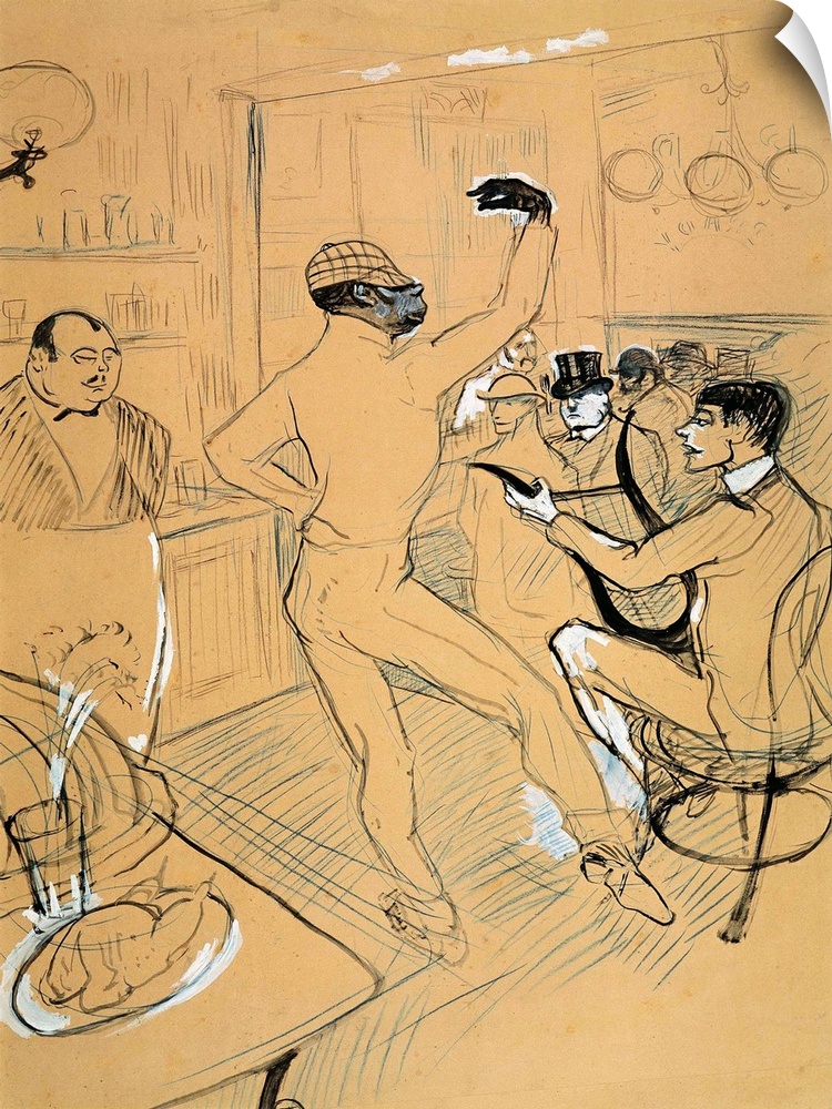 TOULOUSE-LAUTREC, Henri de (1864-1901). Chocolat dancing in the "Irish and American Bar". 1896. Chinese ink and gouache on...