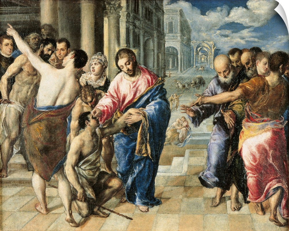 Christ Healing the Blind, by Domenico Theotokpulos known as El Greco, 1573 about, 16th Century, oil on canvas, cm 50 x 61 ...
