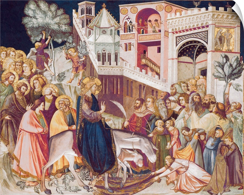 LORENZETTI, Pietro (1280-1348). Entry of Christ into Jerusalem. ca. 1320. ITALY. Assisi. Lower Basilica of San Francesco d...