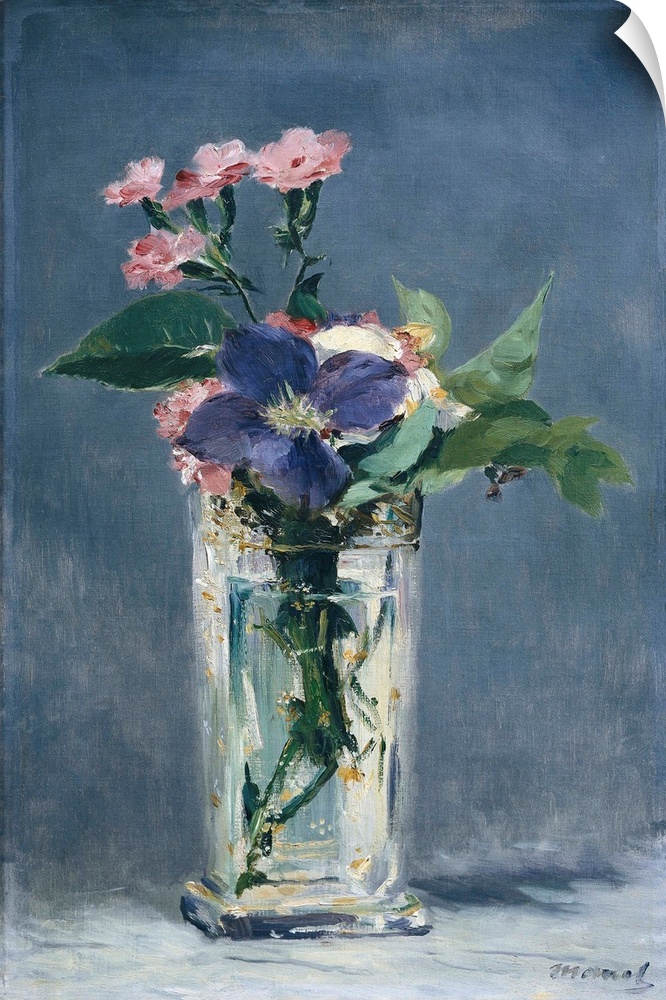 MANET, edouard (1832-1883). Clematis in a Crystal Vase. 1882. Impressionism. Oil on canvas. FRANCE. Paris. Musee d'Orsay (...