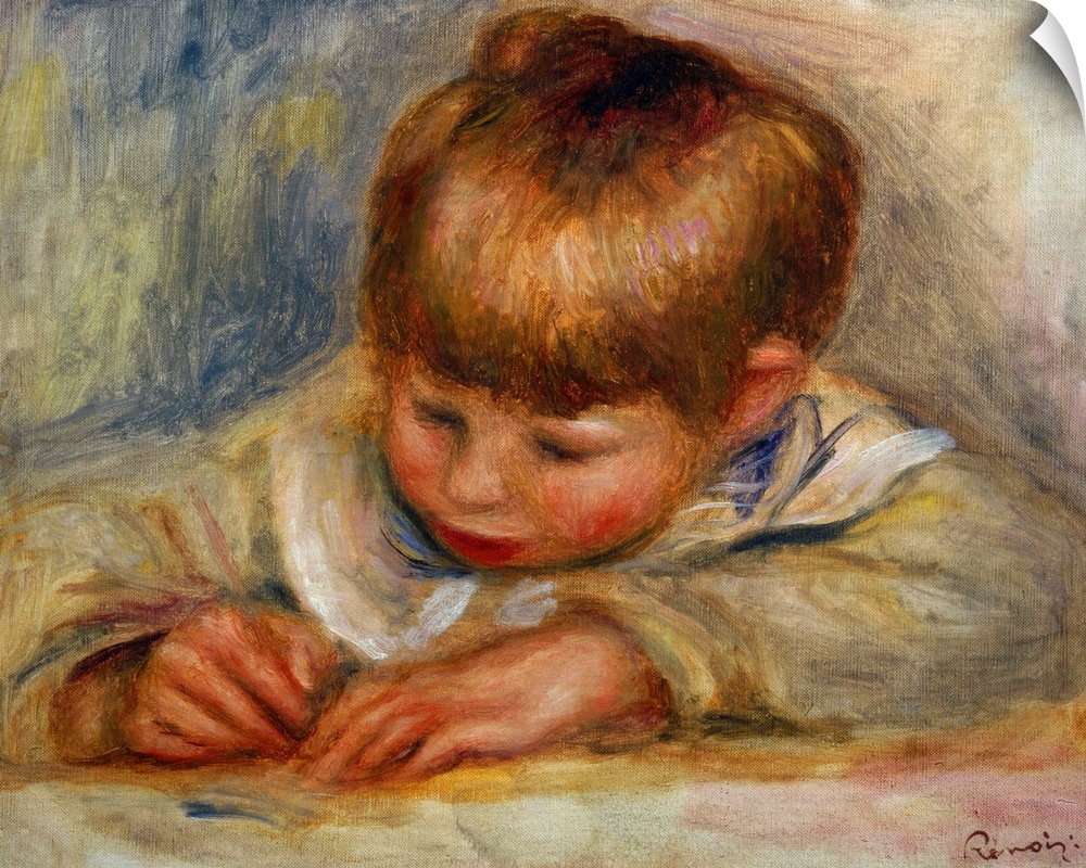 1143 , Pierre Auguste Renoir (1841-1919), French School. Coco Writing. 1906. Oil on canvas.