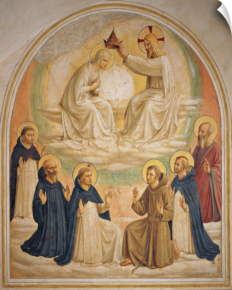 The Coronation of the Virgin, by Guido di Pietro (or Piero) known as Beato Angelico, 1438 - 1446 about, 15th Century, curv...