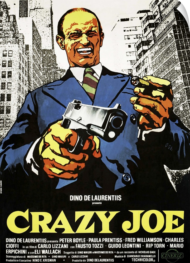 Crazy Joe, Italian Poster Art, Peter Boyle, 1974.