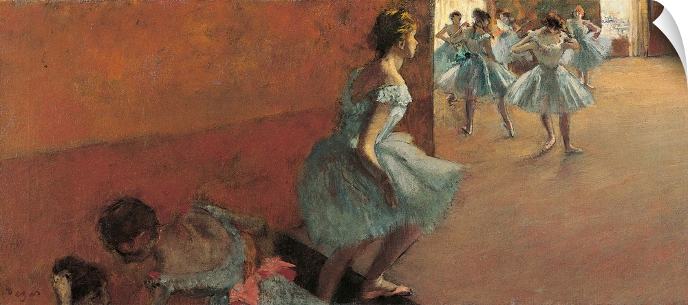 Dancers Going up the Stairs, by Edgar Degas, 1886 - 1888 about, 19th Century, oil on canvas, cm 39 x 89 - France, Ile de F...