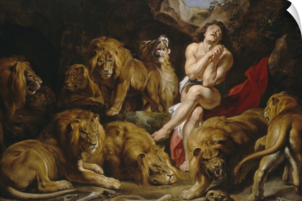 Daniel in the Lions' Den, by Sir Peter Paul Rubens, 1614-1616, Flemish painting, oil on canvas. God closed the jaws of the...