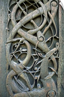 Deer Eating Yggdrasil, the World Tree. Viking Carving. Urnes, Norway