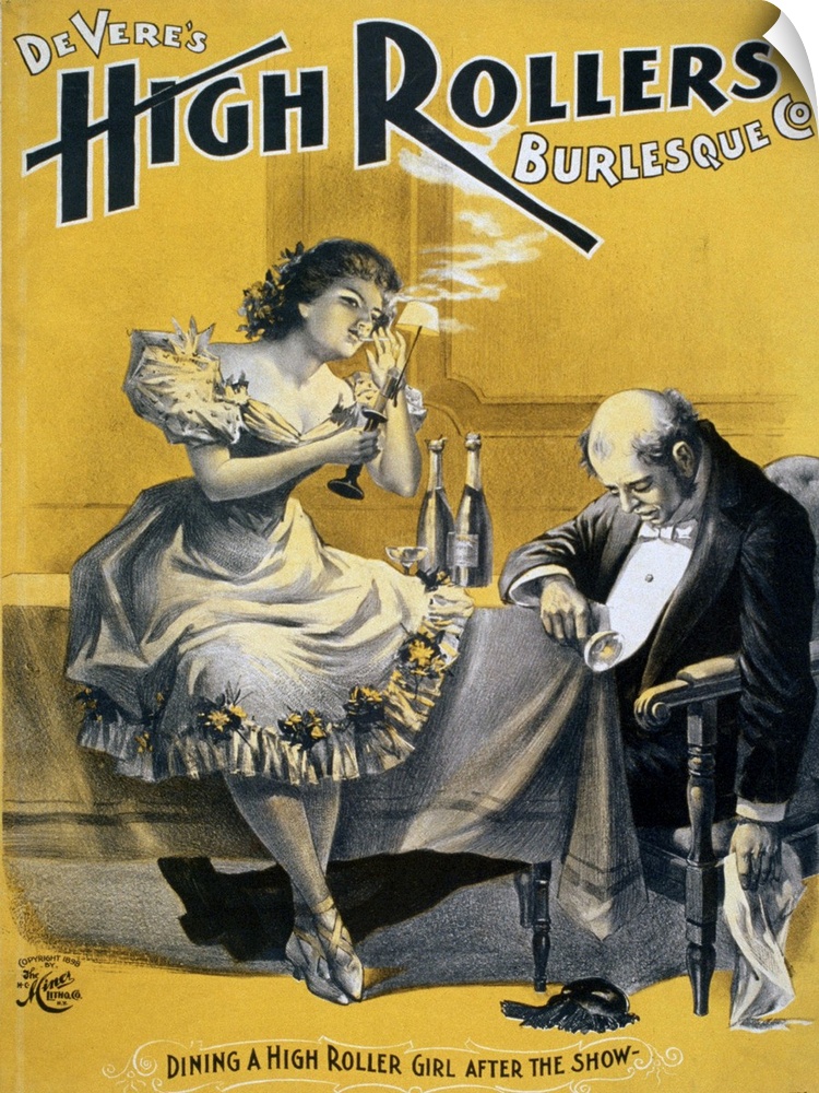 Devere's High Rollers Burlesque Company, a chorus girl smoking while her older, well-dressed male companion has passed out...