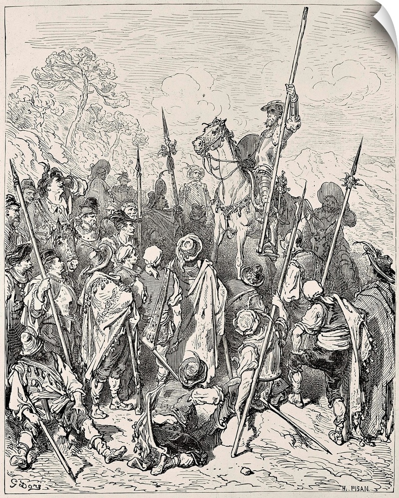 CERVANTES SAAVEDRA, Miguel de (1547-1616); Dore, Paul Gustave (1832-1883). Don Quixote. 1863. Illustration of chapter 27, ...