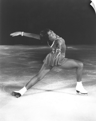 Dorothy Hamill, star skater, performs a 'Ina Bauer' move