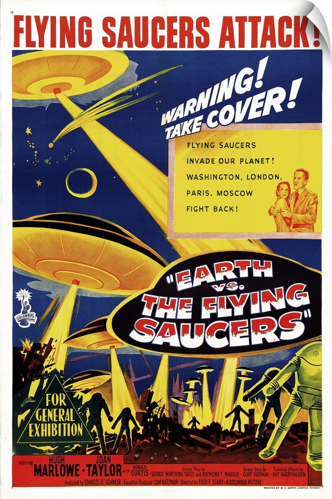 Earth Vs. The Flying Saucers - Vintage Movie Poster