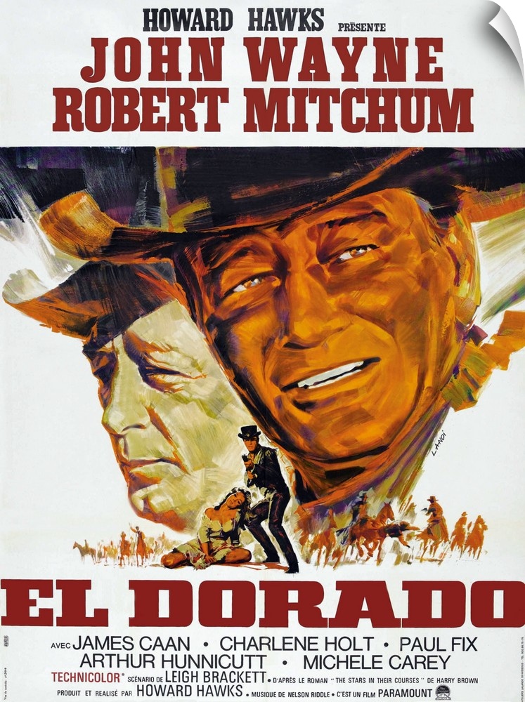 El Dorado, L-R: Robert Mitchum, John Wayne On French Poster Art, 1966.