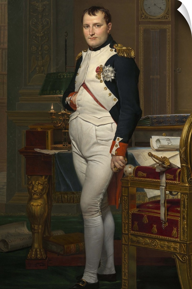 Emperor Napoleon in His Study at the Tuileries, by Jacques-Louis David, 1812, French painting, oil on canvas. The Emperor ...