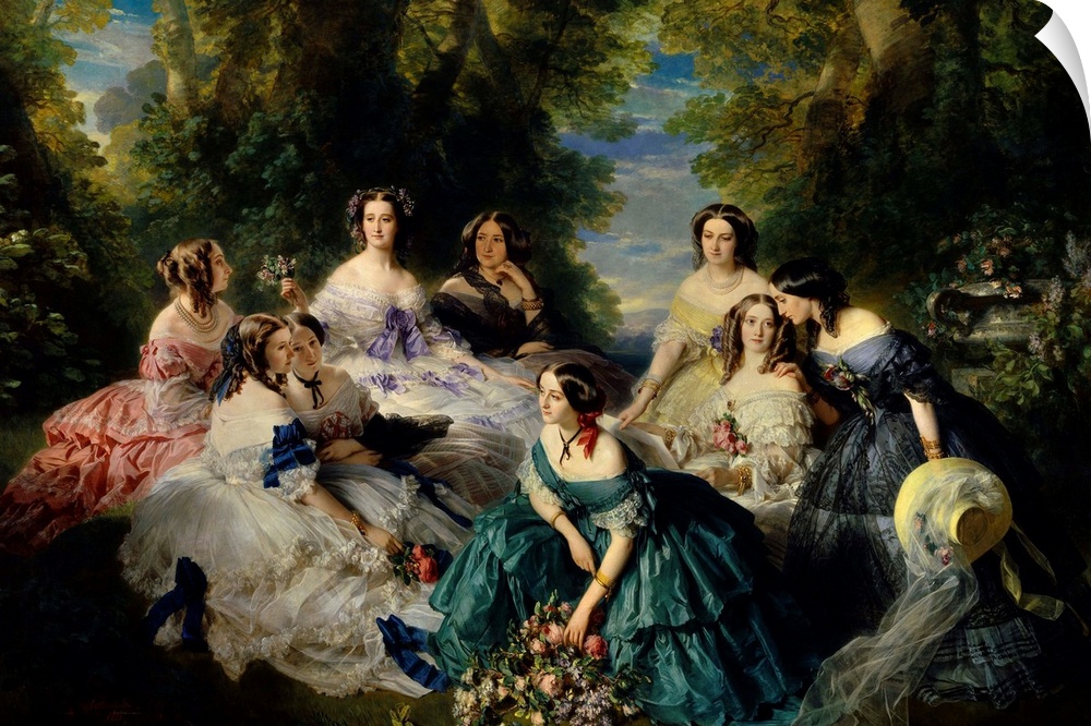 Franz Xaver Winterhalter (1805-1873), German School. Empress Eugenie (1826-1920) Surrounded by her Ladies-in-Waiting. Oil ...