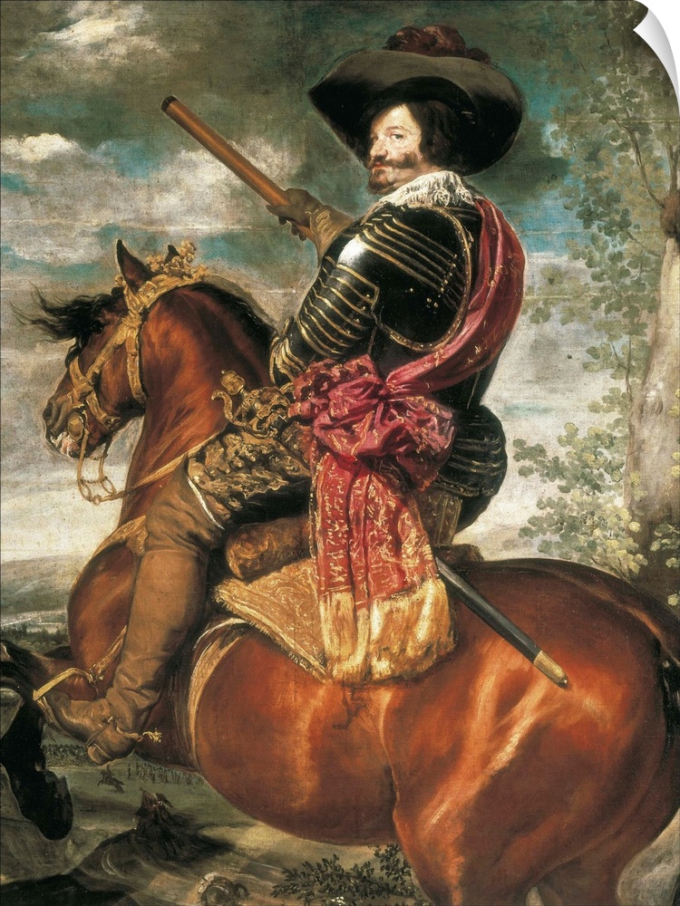 VELAZQUEZ, Diego Rodriguez de Silva (1599-1660). Equestrian portrait of the Count-Duke of Olivares, Gaspar de GuzmAn y Pim...