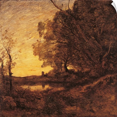 Evening. Distant Tower, by Jean-Baptiste-Camille Corot, c. 1865-1870. Musee d'Orsay