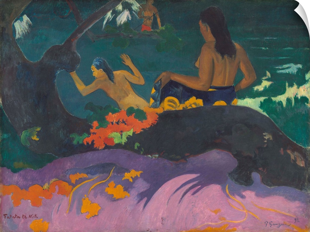 Fatata te Miti (By the Sea), by Paul Gauguin, 1892, French Post-Impressionist painting, oil on canvas. Painted during Gaug...