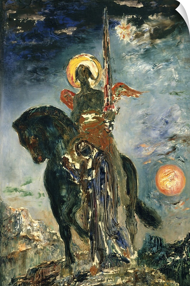 4071, Gustave Moreau, French School. The Fate and the Angel of Death. 1890. Oil on canvas, 1.10 X 0.37 m. Paris, musee Gus...