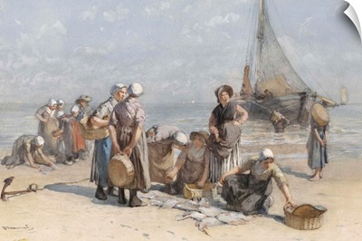 Fishwives on the Beach at Scheveningen, c. 1880-85, Dutch painting