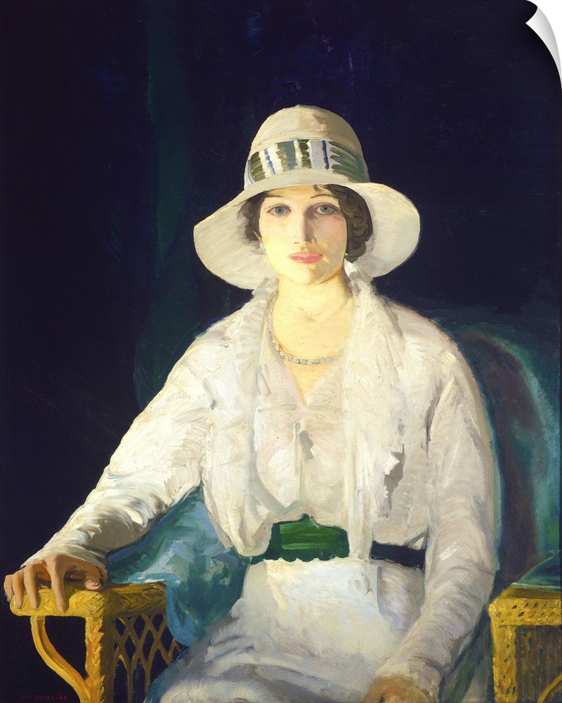 Florence Davey, by George Bellows, 1914, American painting, oil on canvas. Bellows painted this portrait in a more convent...