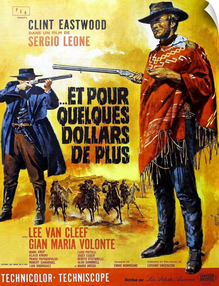 For A Few Dollars More (aka Et Pour Quelaues Dollars De Plus), Right: Clint Eastwood On French Poster Art, 1965.
