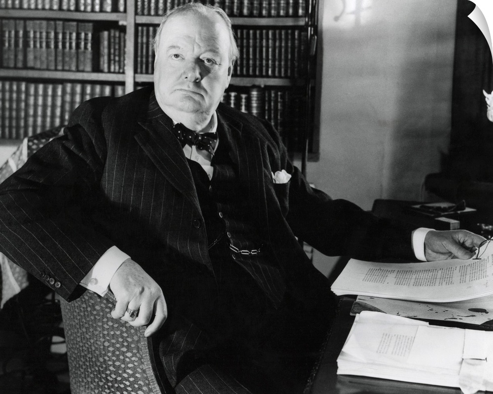 Former Prime Minister Prime Winston Churchill, at his desk in Werterham, Kent. April 1948.