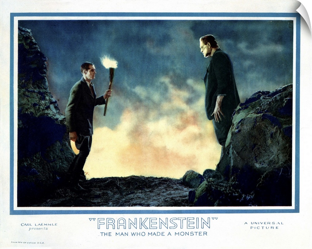 Frankenstein, US Lobbycard, From Left: Colin Clive, Boris Karloff, 1931.