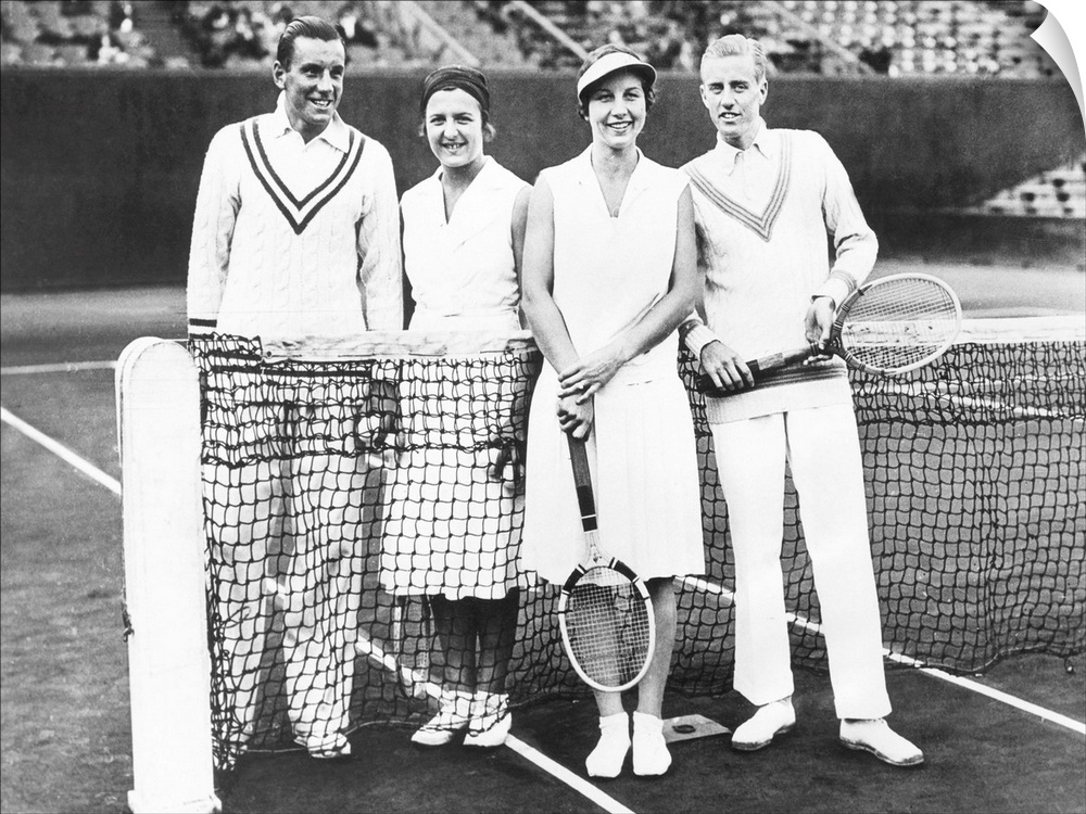 Fred Perry and Betty Nuthall (left) of Britain won the French Mixed Doubles Championship. June 7, 1932. They defeated Amer...