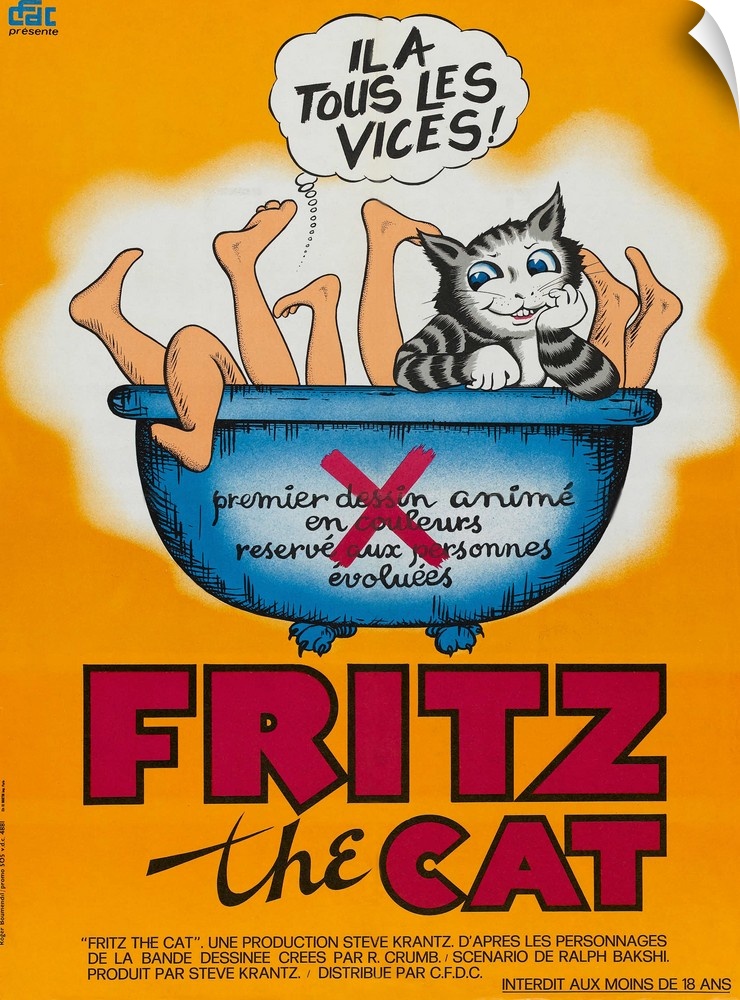 Fritz The Cat, Fritz The Cat On French Poster Art, 1972.