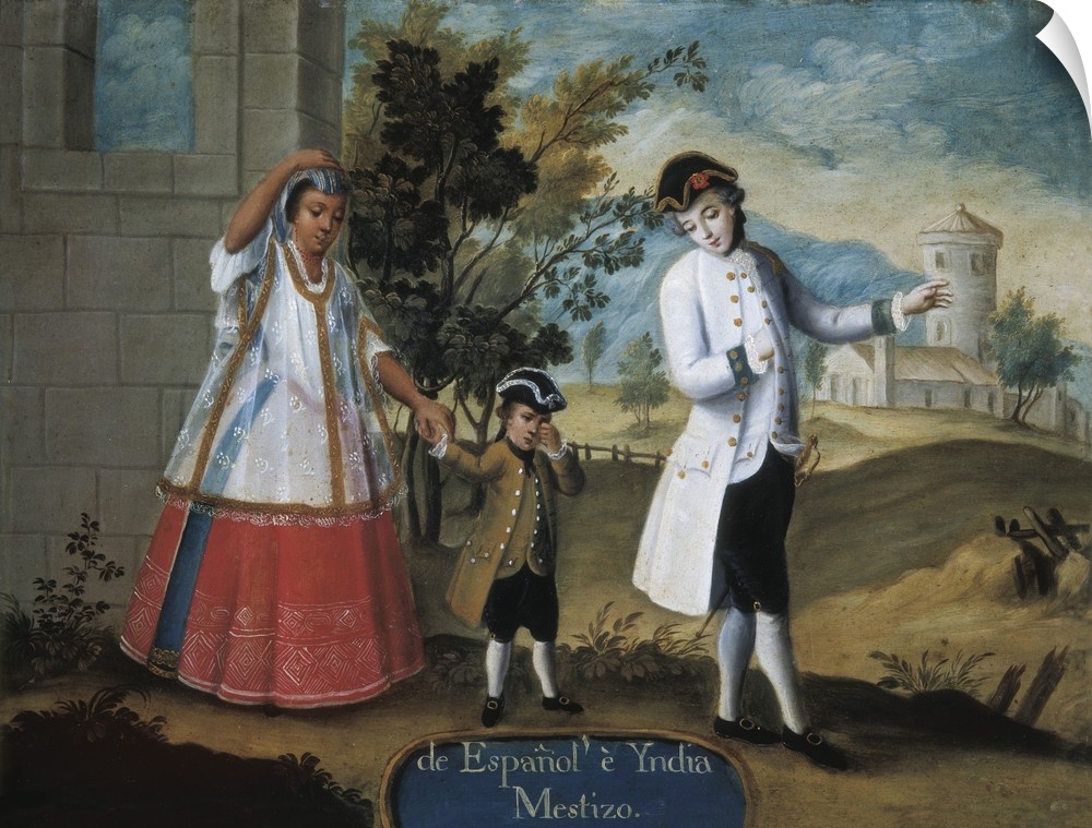 From Spanish man and Indian woman, Mestizo. ca. 1775 - 1800. Oil on copper. Casta paintings. Mexican school. Colonial baro...