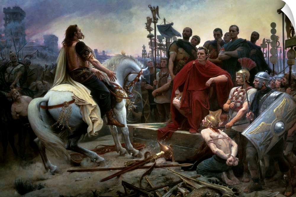 3676 , Lionel Noel Royer (1852-1926), French School. Vercingetorix (72-46 BC) throws down his arms at the feet of Julius C...