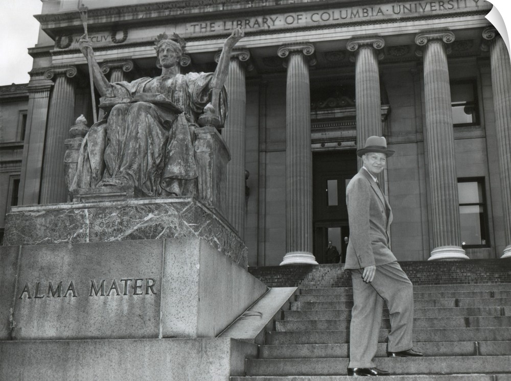Gen. Dwight Eisenhower on the steps of Low Library of Columbia University. May 4, 1948. He was University's President from...