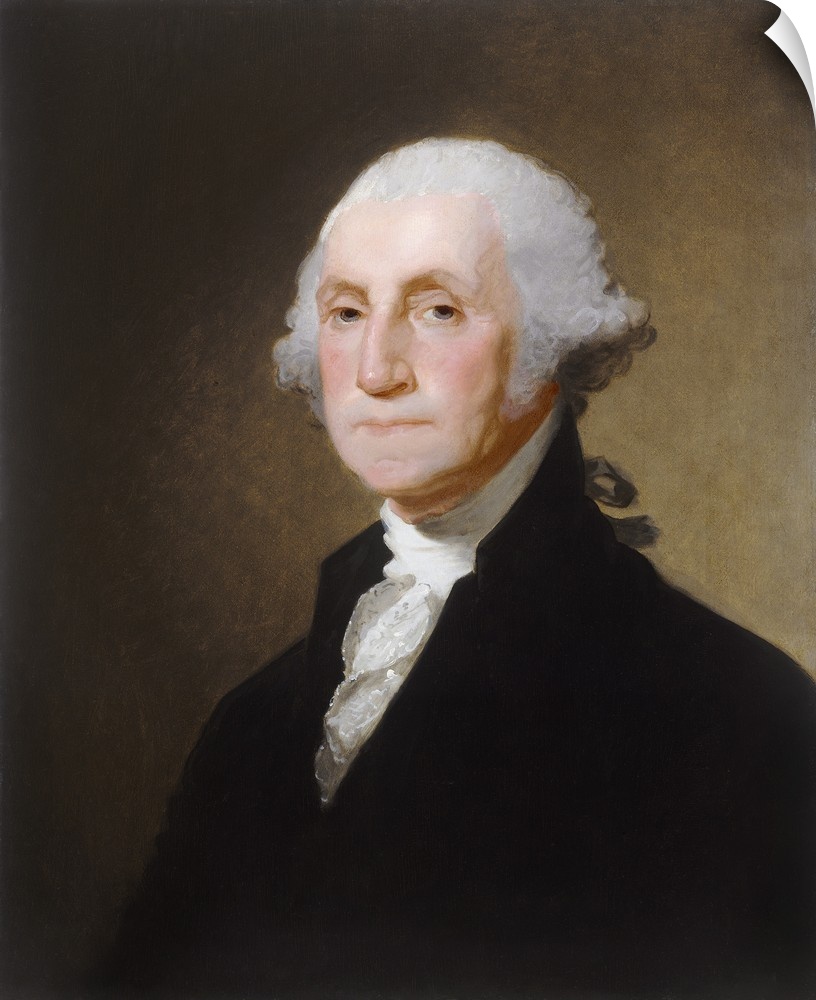 George Washington, by Gilbert Stuart, 1821, American painting, oil on canvas. In 1796 Washington sat for Stuart who create...