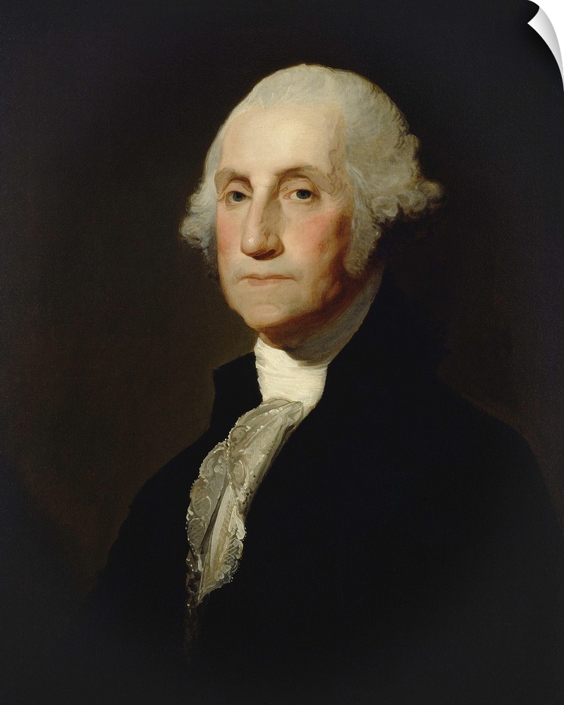 George Washington, by Gilbert Stuart, c. 1803-05, American painting, oil on canvas. In 1796 Washington sat for Stuart who ...