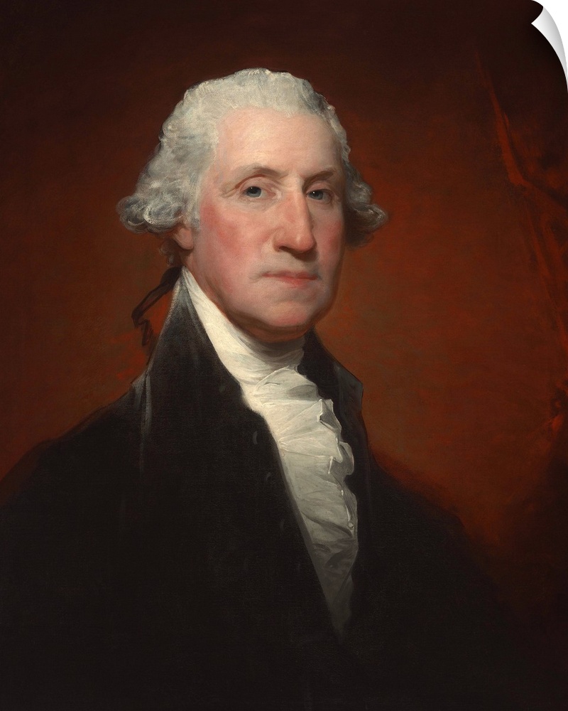 George Washington, by Gilbert Stuart (Vaughan-Sinclair portrait), 1795, American painting, oil on canvas. This is one of t...