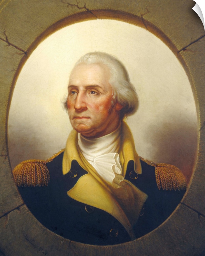 George Washington, by Rembrandt Peale, c. 1850, American painting, oil on canvas. Over two decades after Washington's deat...