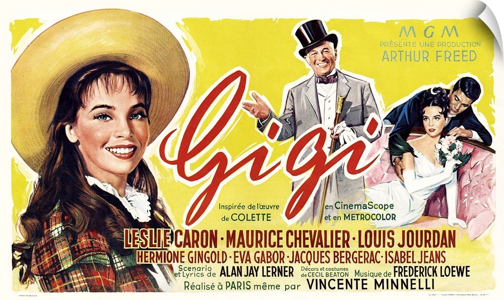 Gigi, From Left: Leslie Caron, Maurice Chevalier, Louis Jourdan, Leslie Caron (Seated), 1958.
