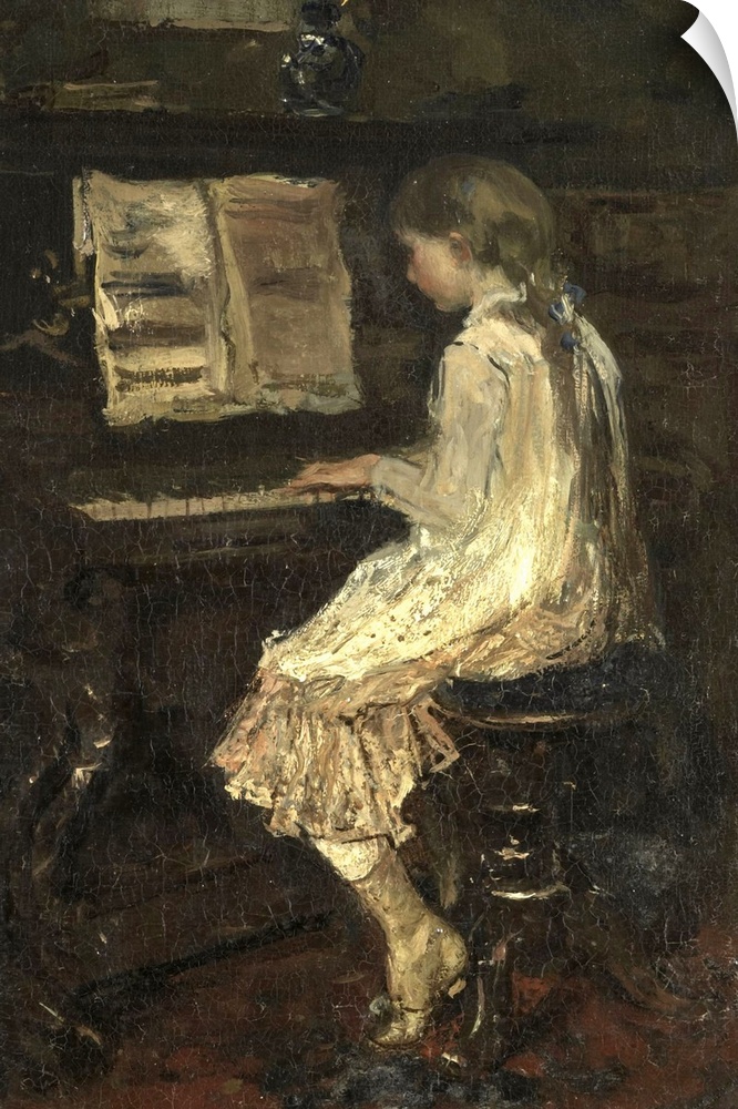 Girl at the Piano, by Jacob Maris, c. 1879, Dutch painting, oil on canvas.